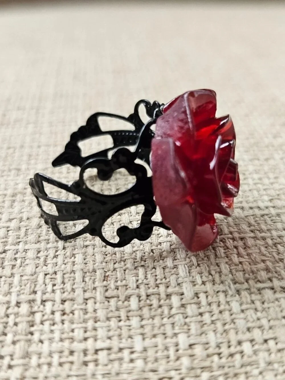 Red Rose Ring Fashion Jewelry Gothic Style Ring Size Adjustable